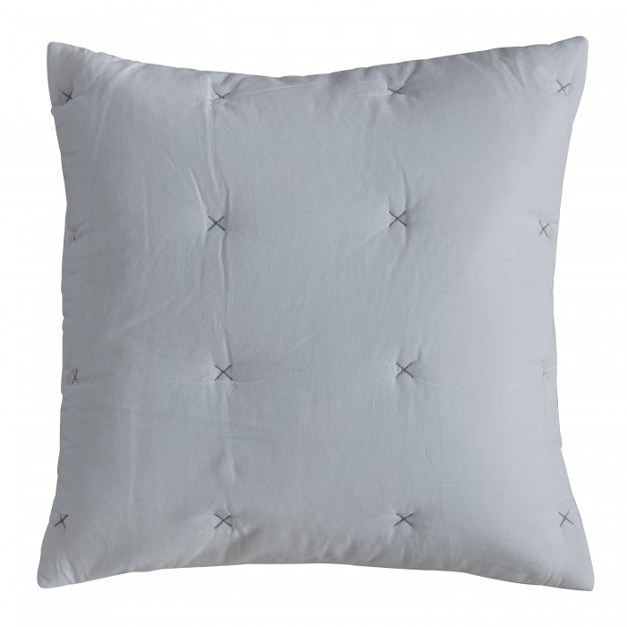 Cotton Stitch Cushion White Silver