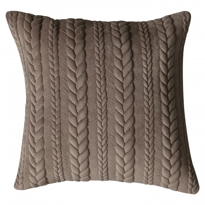 Chenille Embroidered Cushion Taupe