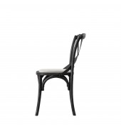 Cafe Chair Black Linen (2pk)