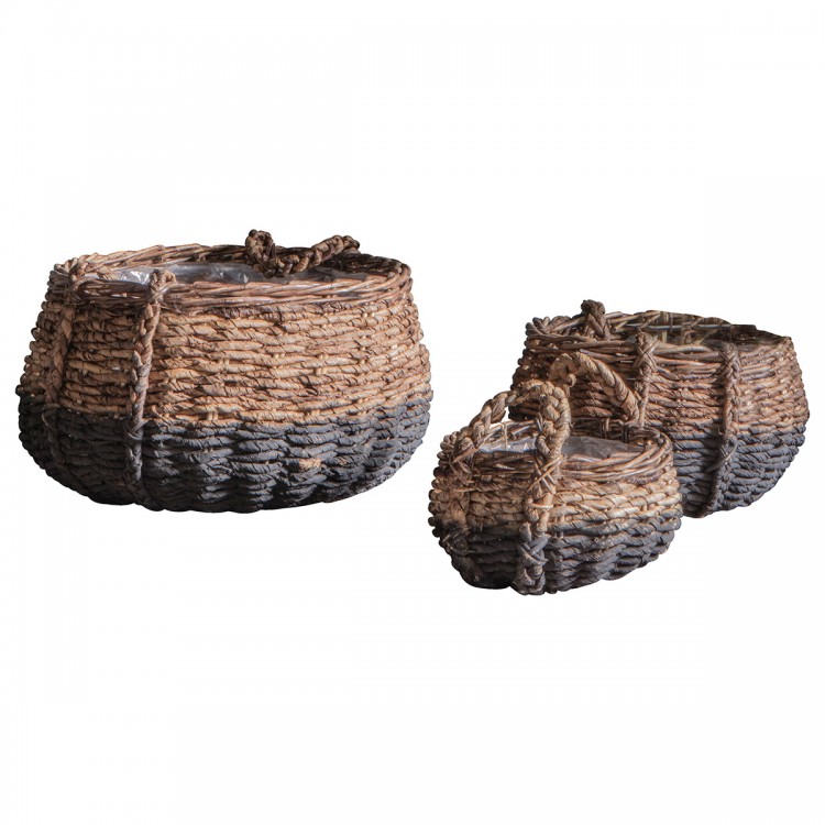 Elorza Set of 3 Baskets Black and Natural