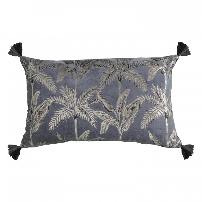 Palm Tassel Metallic Cushion Grey