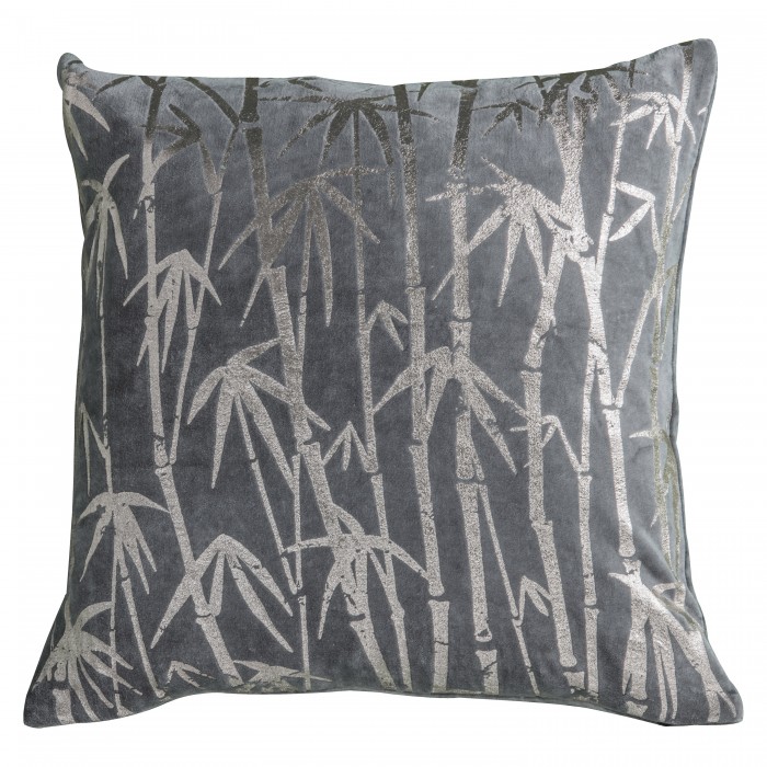 Bamboo Palm Metallic Cushion Grey