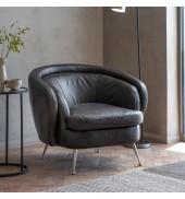 Tesoro Tub Chair Black Leather