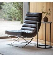 Cassino Lounger Black Leather