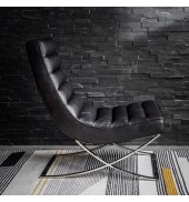 Cassino Lounger Black Leather
