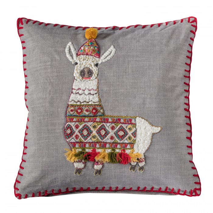 Festive Llama Cushion Grey