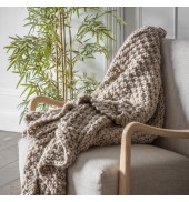 Moss Chunky Knitted Throw Oatmeal