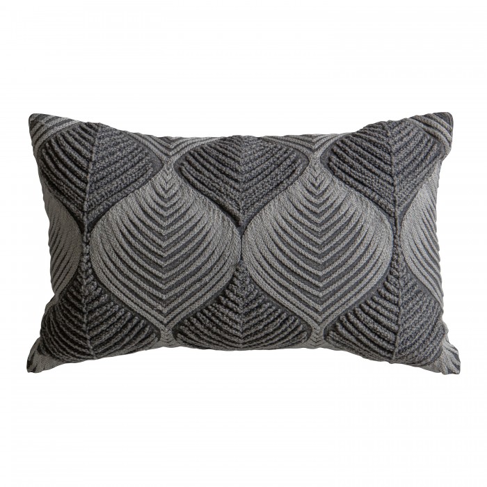 Wave Tonal Embroidered Cushion Grey