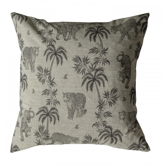 Palm Leopard Cushion Grey