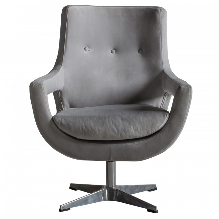 Venosa Swivel Chair Grey Velvet