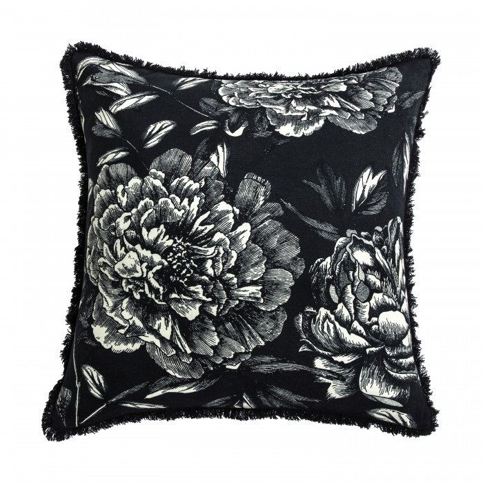 Vintage Floral Cushion Black
