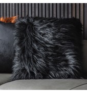 Mongolian Faux Cushion Black