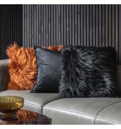 Mongolian Faux Cushion Black