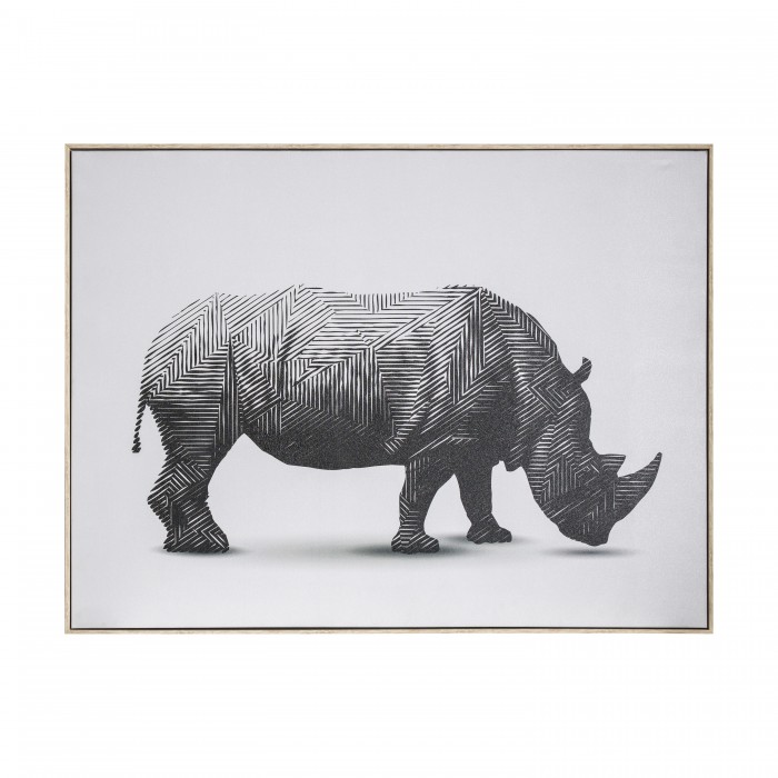 Tribal Rhino Abstract Framed Canvas