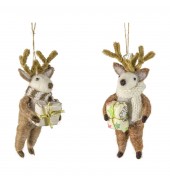 Reindeers with Gold Gifts Set of 2
