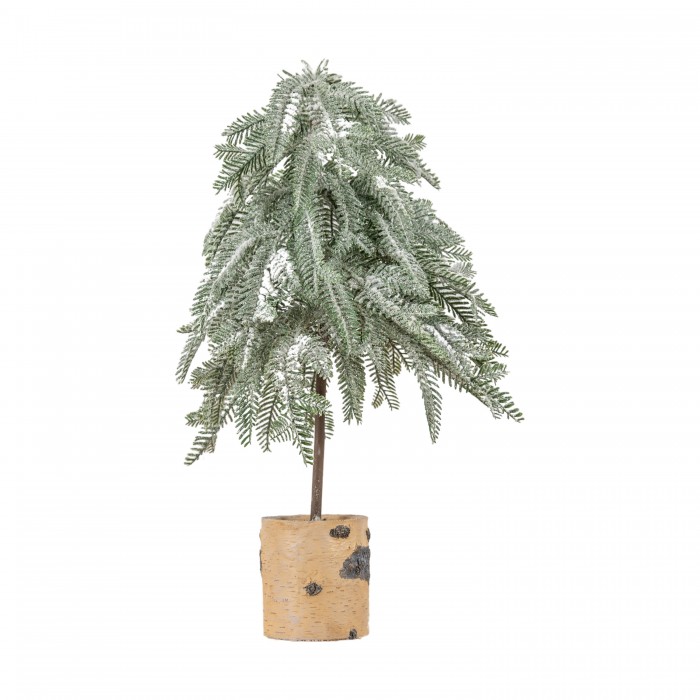 Frosted Pine with Birch Log Base Small