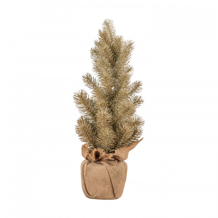 Gold Glitter Pine with Jute Bag Large