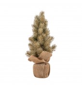 Gold Glitter Pine with Jute Bag Small