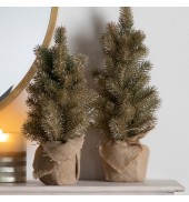 Gold Glitter Pine with Jute Bag Small