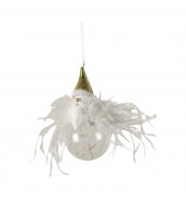 Feather Santa Bauble with LED Gold