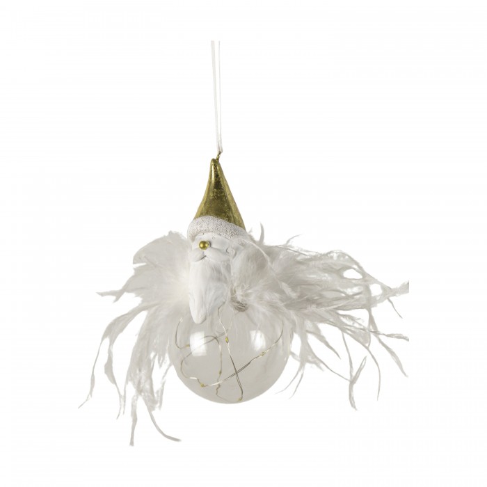 Feather Santa Bauble with LED Gold
