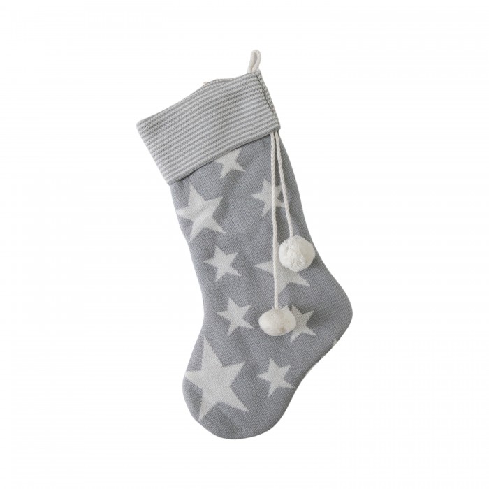Star Knitted Stocking Grey