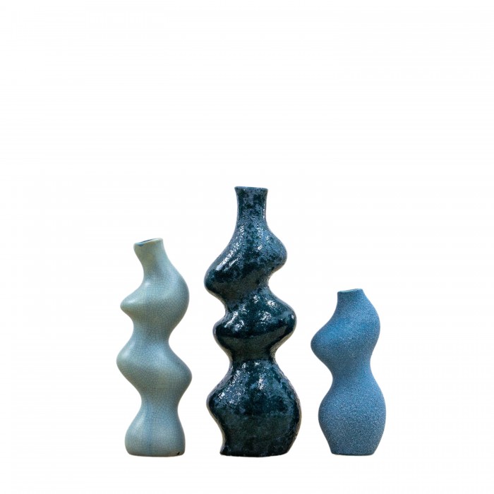 Saburo Vase Large Set of 3 Blue