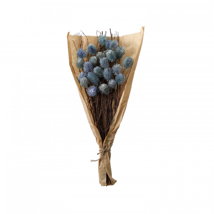 Dried Thistle Bundle in Paper Wrap Blue Large