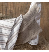 Organic Cotton Stripe Tea Towel Taupe (3pk)