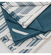 Organic Cotton Stripe Tea Towel Blue (3pk)