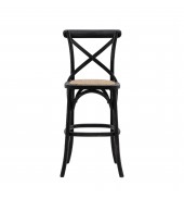 Cafe Stool Black with Rattan (2pk)