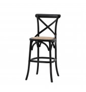 Cafe Stool Black with Rattan (2pk)