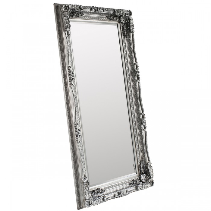 Carved Louis Leaner Mirror Silver