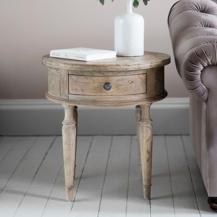 Mustique Round 1 Drawer Side Table 